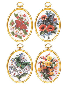 Embroidery Kit Butterfly Blossoms Embroidery Set of 4, 004-0668