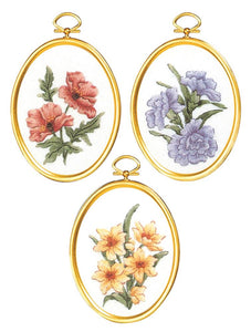 Embroidery Kit Country Florals Embroidery Set of 3, 004-0863