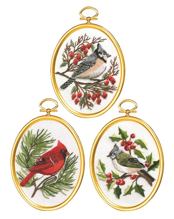 Embroidery Kit Winter Birds Embroidery Set of 3, 004-0861