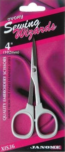 Embroidery Scissors, Janome Sewing Wizard, Fine Point 4" XIS36