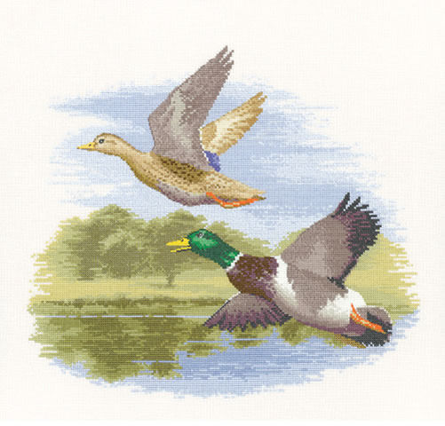 Mallard Ducks in Flight Counted Cross Stitch Kit, John Clayton, Heritage Crafts