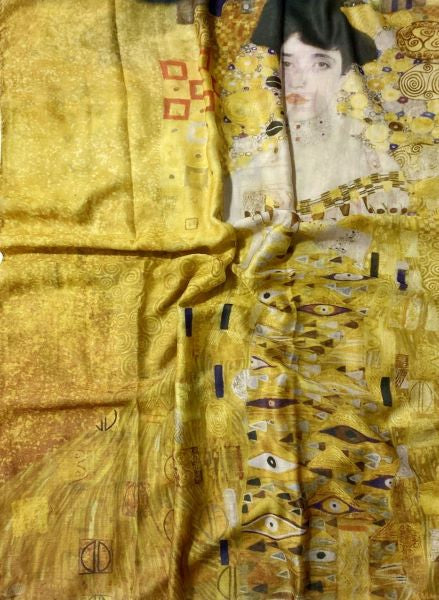 Scarf - Klimt Portrait of Adele Soft Cotton Blend Fabric Scarf / Shawl