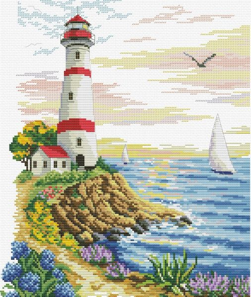 Lighthouse Cape PRINTED Cross Stitch Kit, Needleart World N540-047