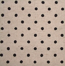 Linen Cotton Mix Fabric, Japanese Linen Dots, Black on Natural - per HALF meter