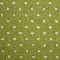 Linen Cotton Mix Fabric, Japanese Linen Dots, Natural on Lime - per HALF meter