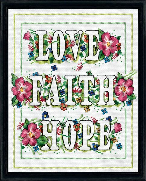 Love, Faith, Hope Cross Stitch Kit, Design Works 3371
