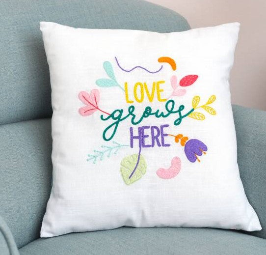 Love Grows Embroidery Kit, Cushion Cover Kit, Anchor DCF004