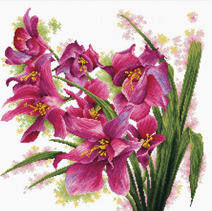 Printed Cross Stitch Lovely Orchids, NO-COUNT Cross Stitch Kit N640-070