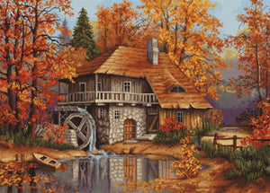 Petit Point Kit Autumn Landscape, COUNTED Half Cross Stitch Kit Luca-s G481