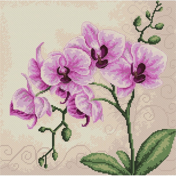 Cross Stitch Kit Orchids, Counted Cross Stitch Kit Luca-s B2227