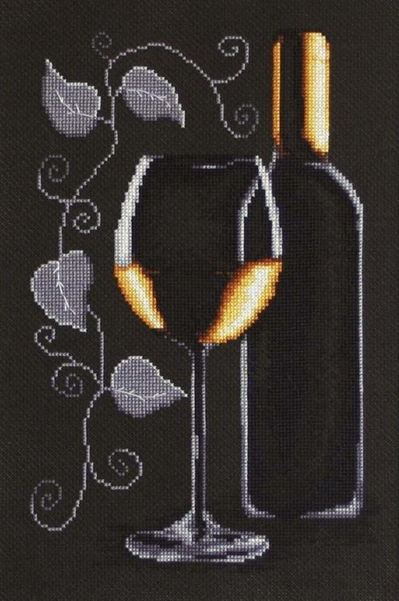 Cross stitch kit - Glass with white wine - Coricamo