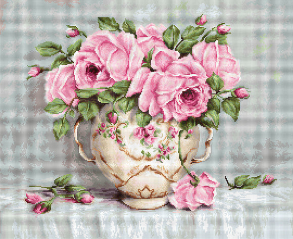 Pink Roses, Counted Cross Stitch Kit Luca-s B2319