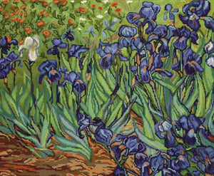 Petit Point Kit Van Gogh Irises, COUNTED Half Cross Stitch Kit Luca-s G444