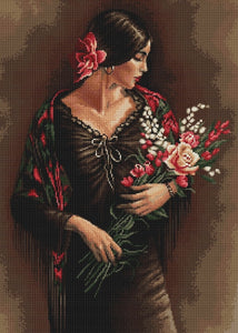 Spanish Lady Bouquet, Counted Cross Stitch Kit Luca-s B473