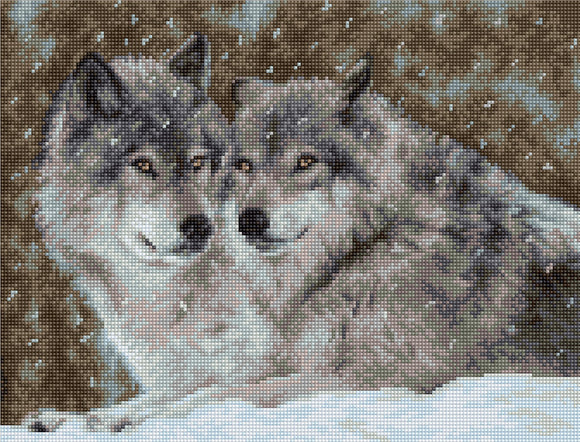 Cross Stitch Kit Two Wolves, Counted Cross Stitch Kit Luca-s B2291