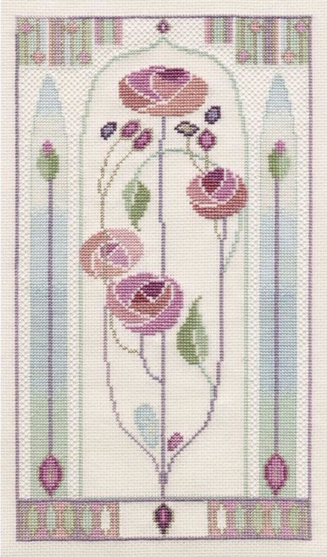Mackintosh Oriental Rose, Counted Cross Stitch Kit Derwentwater MKP5