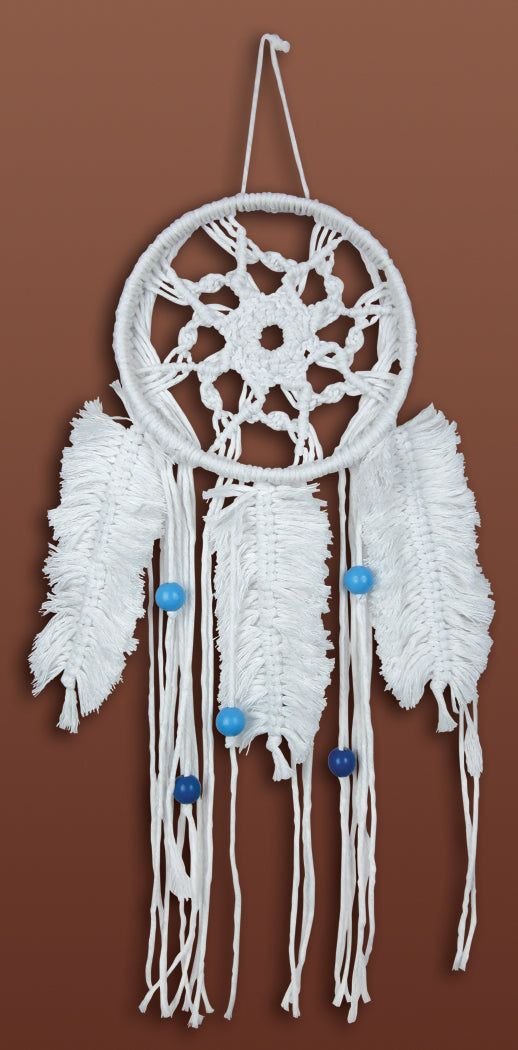 Macrame Kit, Wall Hanging Cotton Knot Kit Feathered Dreamcatcher 16