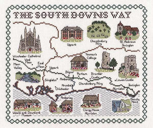 Map of SUSSEX, SOUTH DOWNS WAY Cross Stitch Kit, Classic Embroidery SA138