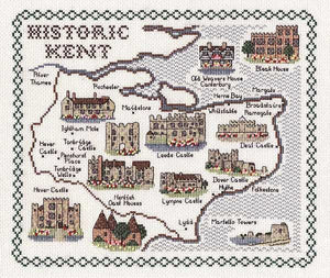Map of KENT Cross Stitch Kit, Classic Embroidery SA153