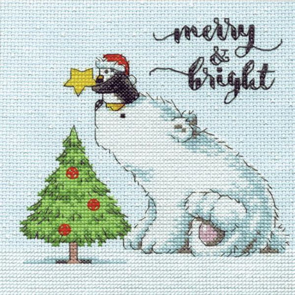 Merry and Bright Bear Cross Stitch Kit, Dimensions D70-08990