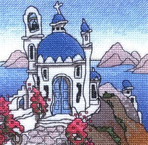 Mini Greek Island Cross Stitch Kit, Michael Powell Art  X57