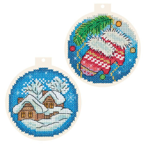 Mitten Bauble Ornaments Cross Stitch Kit, Panna IG-7094