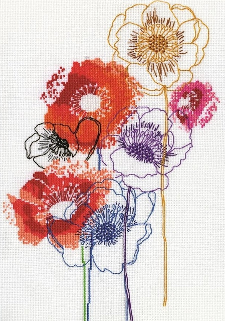 Modern Floral Cross Stitch Kit, Design Works 3241