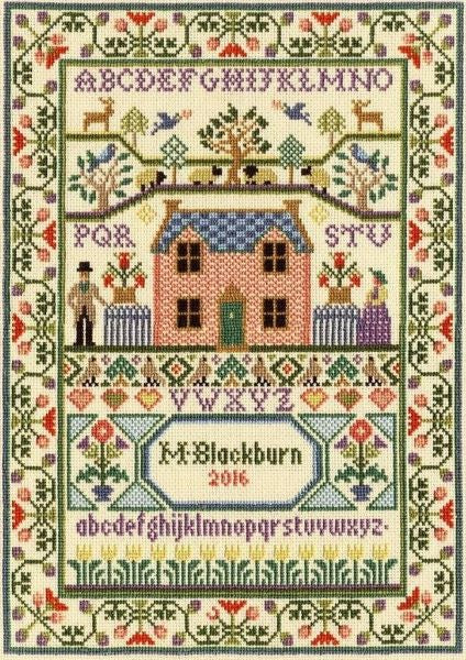 Country Cottage Sampler Cross Stitch Kit, Moira Blackburn