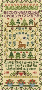 Green Tree Sampler Cross Stitch Kit Moira Blackburn
