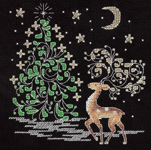 Moonlit Reindeer Cross Stitch Kit, Panna Klart 8-289