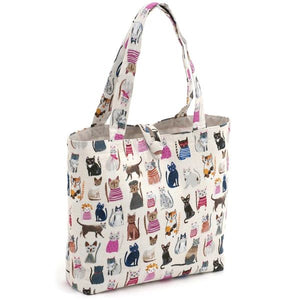 Multi Cats Needlework Bag, Knitting Organiser, Craft Bag