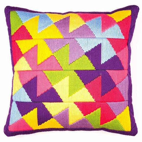 Multicolour Geometric Long Stitch Kit, Vervaco Cushion Front PN-0010867