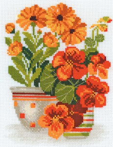 Nasturtiums and Marigolds, Counted Cross Stitch Kit Riolis R1116