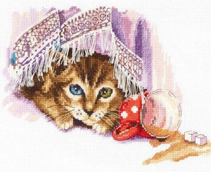 Naughty Cat Cross Stitch Kit, Panna J7120