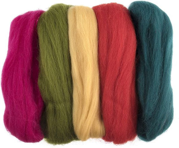 Natural Wool Roving Needle Felting Colour Pack, Assorted Brights