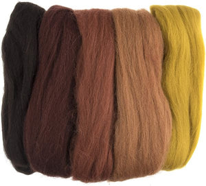 Natural Wool Roving Needle Felting Colour Pack, Assorted Autumn
