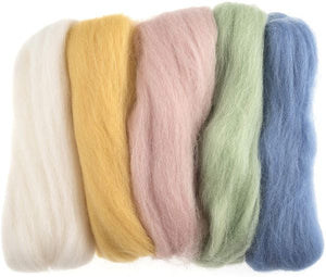 Natural Wool Roving Needle Felting Colour Pack, Assorted Pastels