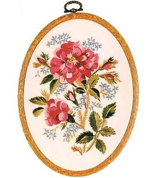 Embroidery Kit Old Moss Rose Oval, Design Perfection E601