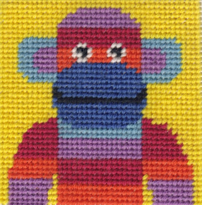 Tapestry Kit Needlepoint Kit, Sock Monkey Mini Starter Tapestry (OO)