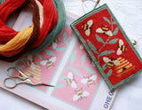 Tapestry Kit Red Bees Glasses Case Needlepoint, One Off Needlework