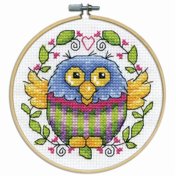 Owl Cross Stitch Kit with Hoop, Design Works 7070