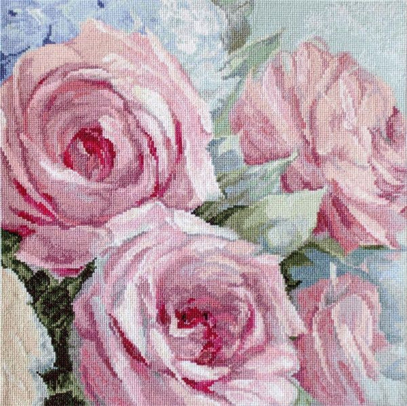 Pale Pink Roses Cross Stitch Kit (Luca-s) LetiStitch LETI928