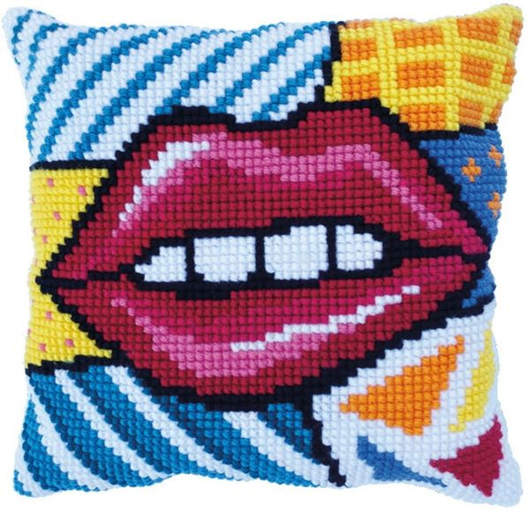 Patchwork Lips CROSS Stitch Tapestry Kit, Needleart World LH9-005