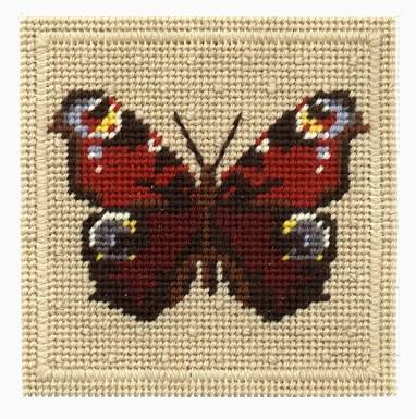 Peacock Butterfly Tapestry Kit, Mini Needlepoint, One Off Needlework