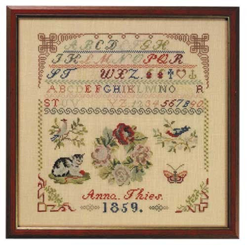 1859 Anna Theis Historic Sampler Cross Stitch Kit, Permin