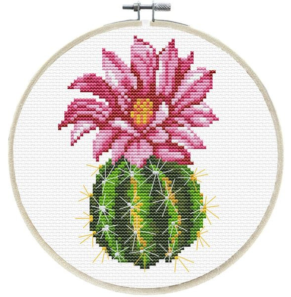 Pink Cactus PRINTED Cross Stitch Kit, Needleart World N240-062