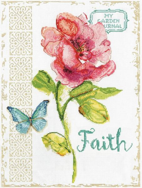 Pink Floral, Faith Cross Stitch Kit, Design Works 3415