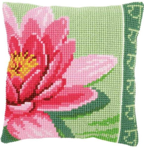 Pink Lotus Flower CROSS Stitch Tapestry Kit, Vervaco PN-0156008