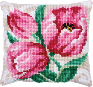 Pink Tulips CROSS Stitch Tapestry Kit, Needleart World LH9-023