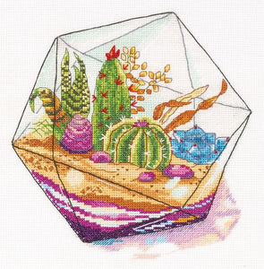 Cactus Plant Terrarium Cross Stitch Kit, Panna C-7080